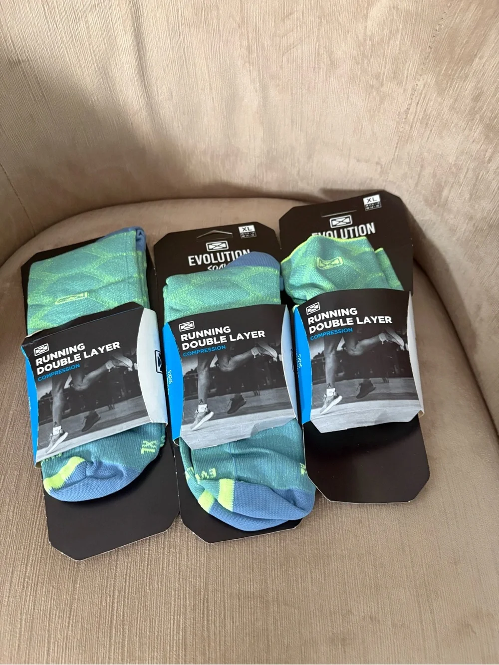 Bundle 3 Evolution Compression Socks Size XL Microfiber Running Double Layer